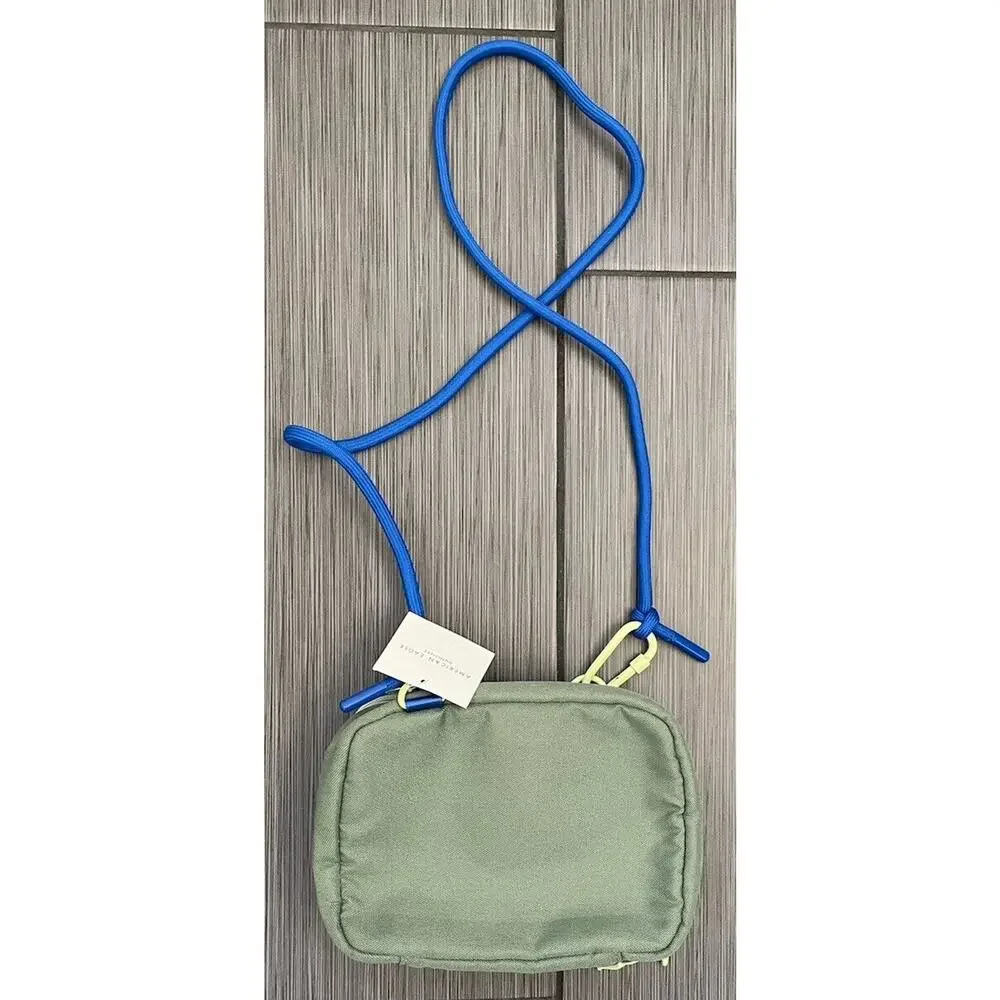 American Eagle Outfitters Olive Green Blue Small Crossbody Bag Purse Zipper